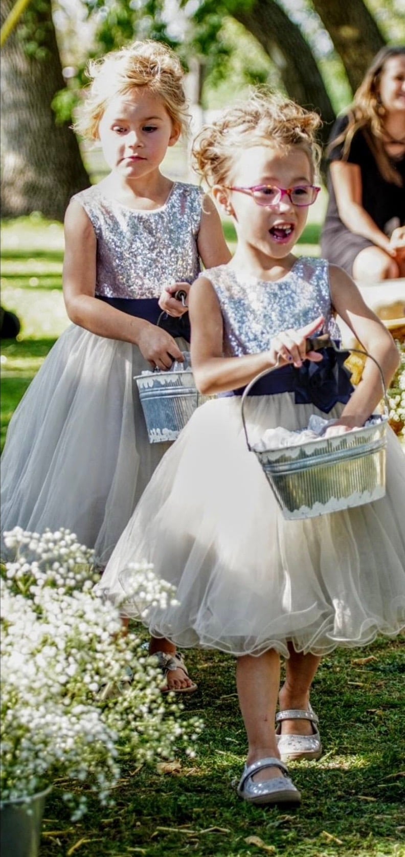 Flower girls walking