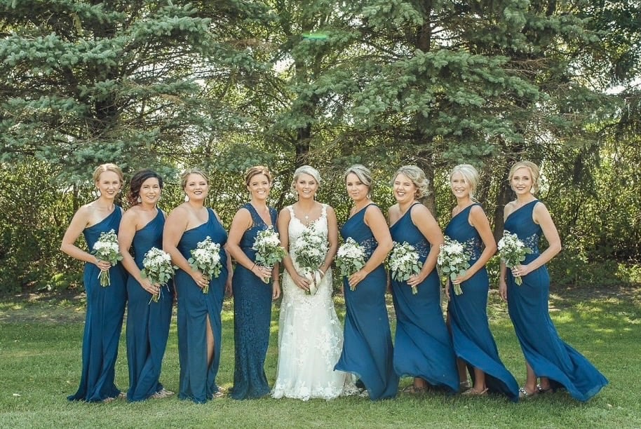 Bridal party in blue